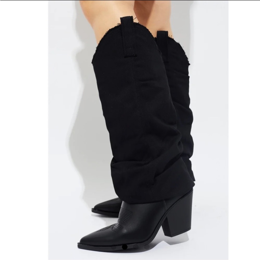 Black slouch cowboy boots